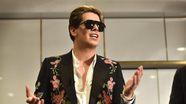 Right-wing British provocateur Milo Yiannopoulos’ promoters will be hit with a $50,000 bill from Victoria Police. Picture: AFP/ Mark Graham