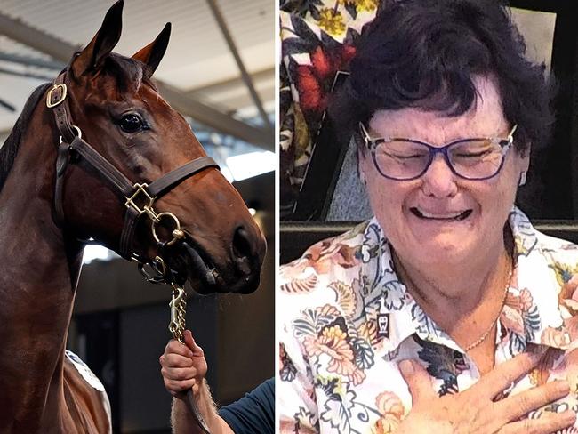 Debbie Kepitis bursts into tears as she successfully bids $10 million for Winx's filly at the Inglis Easter Yearling Sale earlier this year. Pictures: File