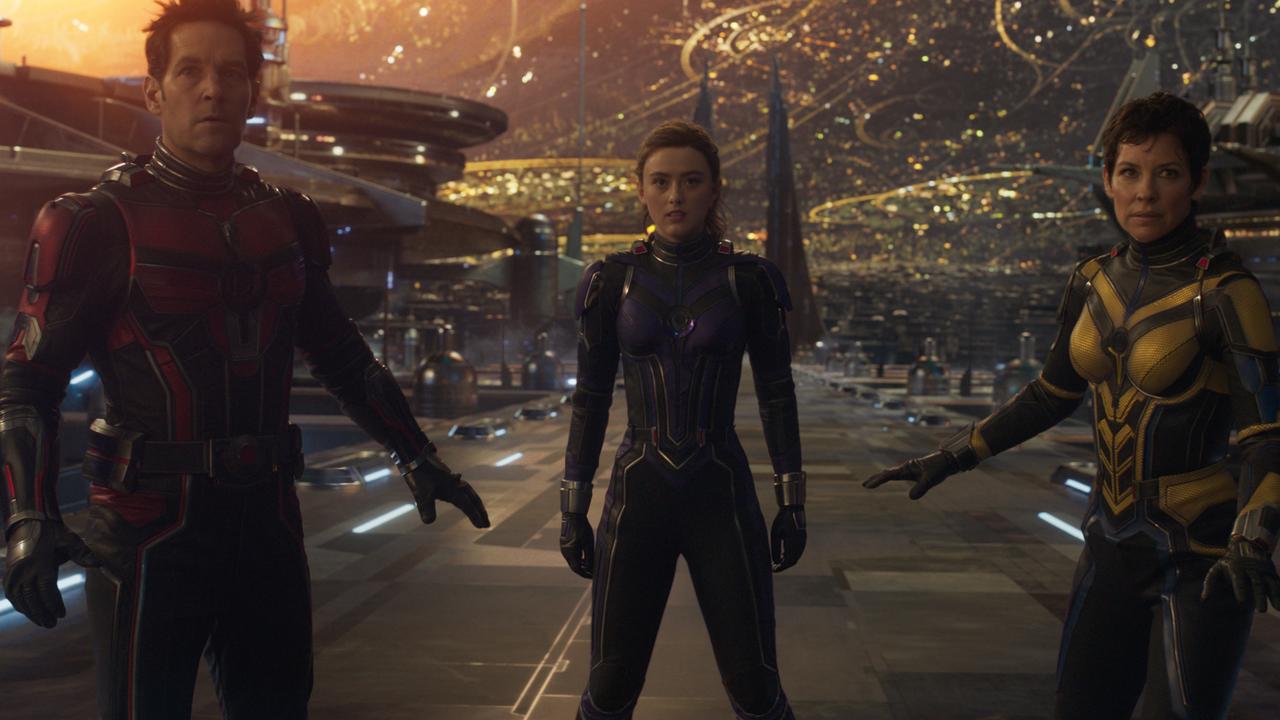 Paul Rudd as Scott Lang/Ant-Man, Kathryn Newton as Cassandra “Cassie” Lang, and Evangeline Lilly as Hope Van Dyne/Wasp in Marvel Studios' Ant-Man and The Wasp: Quantumania. Picture: Marvel Studios