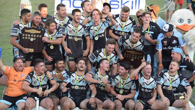 Ballina celebrate the NRRRL grand final win after beating Cudgen 32-24 at Kingsford Smith Park, yesterday