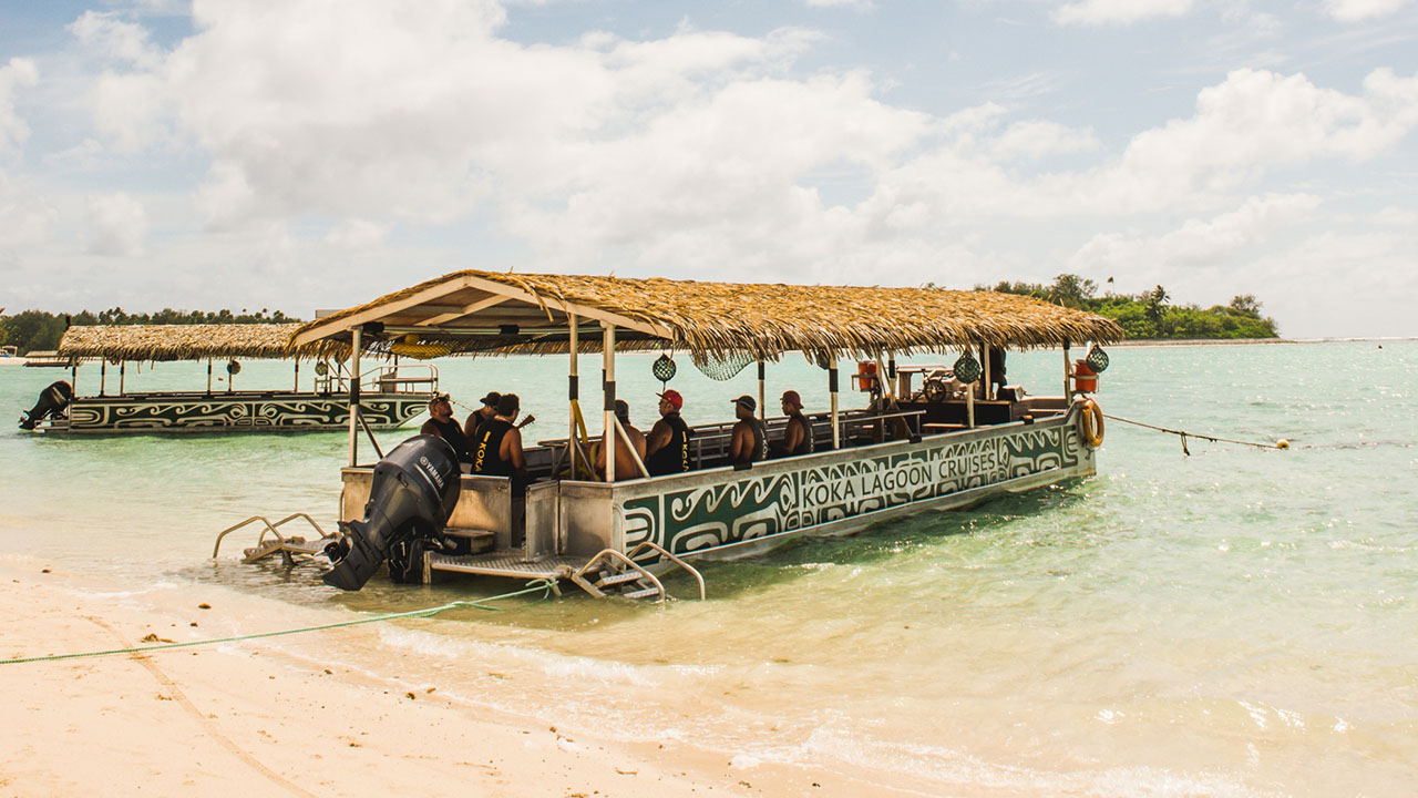 We board our Koka Lagoon Cruise for our four-hour tour. Picture: Cook Island Tourism.