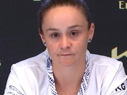 Ash Barty when asked about Peng Shuai's safety. Picture: Australian Open Youtube