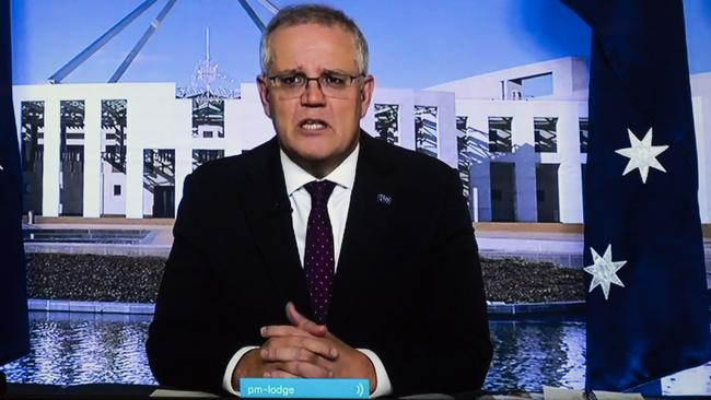 Scott Morrison in isolation. Picture: NCA NewsWire / Martin Ollman