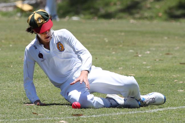 Bears fielder Aden Biddle takes a catch in the deep at the Queensland Junior Representative Carnival at TSS last year. Picture Glenn Hampson