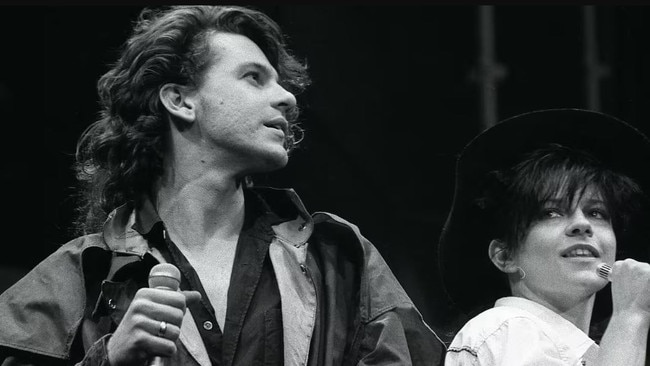 Morris with INXS frontman Michael Hutchence.