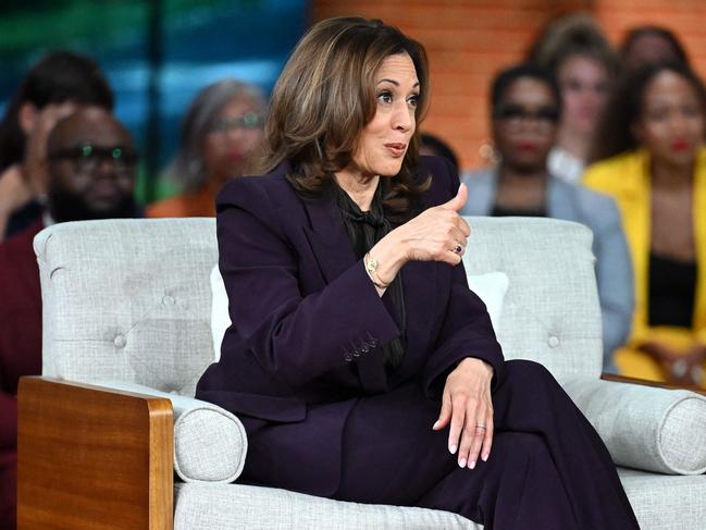 At one point, Winfrey stepped in to redirect Kamala Harris after she failed to directly address a question about how she would strengthen the border. Picture: Saul Loeb / AFP