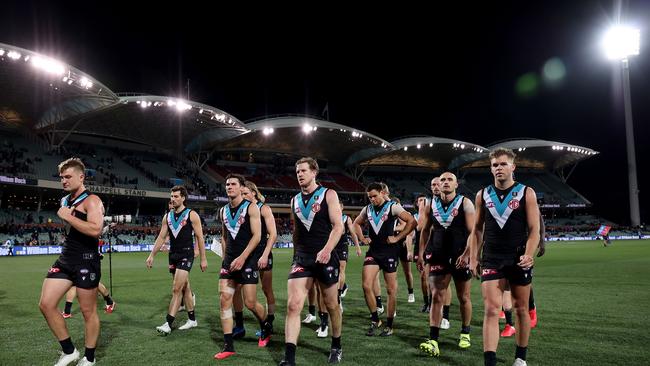 The Power’s loss to Melbourne hurts their top-four hopes. Picture: James Elsby/AFL Photos via Getty Images