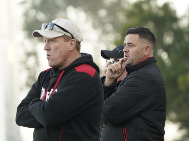 Devon Meadows coach Ryan Hendy (right), with his assistant Dean Rice (left). Picture: Valeriu Campan