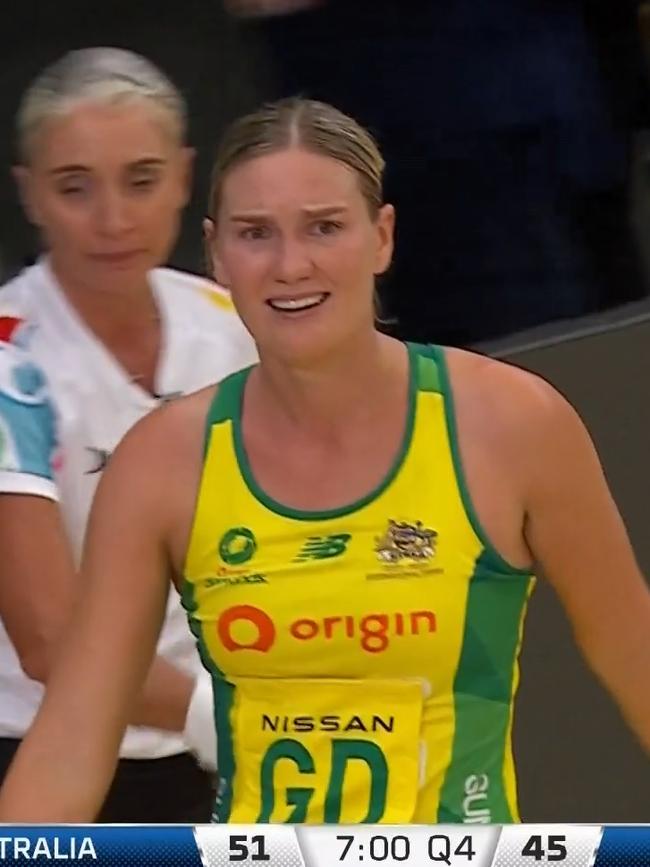 Courtney Bruce was just as confused as us. Photo: Fox Sports.