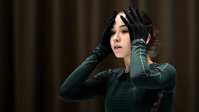 Russia's Kamila Valieva attends a training session ahead of the Figure Skating Event at the Beijing 2022 Olympic Games. Picture: AFP