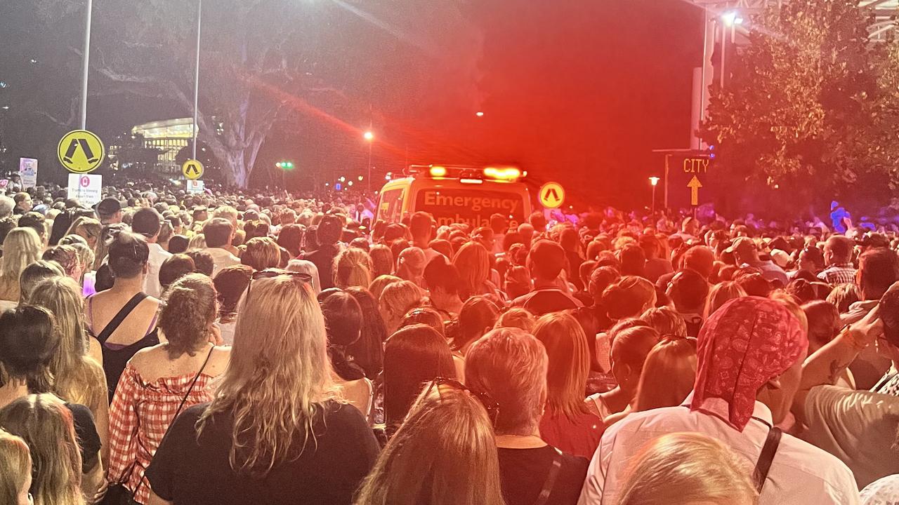 Some fans appeared to have suffered heat exhaustion as the Pink concert wrapped up and fans flocked over the footbridge. Picture: Jo Schulz