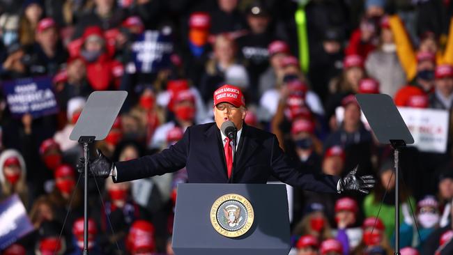 President Donald Trump Donald speaks during a campaign rally on November 2, 2020 in Traverse City, Michigan.