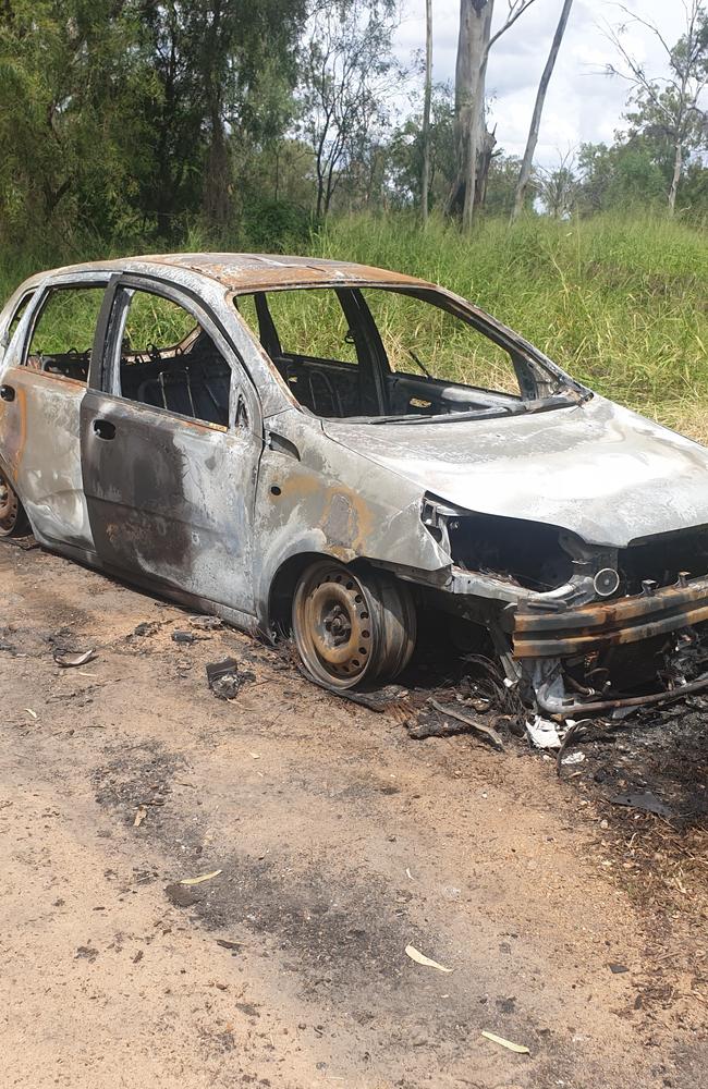 A vehicle stolen from Goondiwindi in March which was dumped in NSW just 100m from the border crossing and torched.