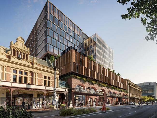 An artist impression of the Central Market Arcade, seen from Gouger St.