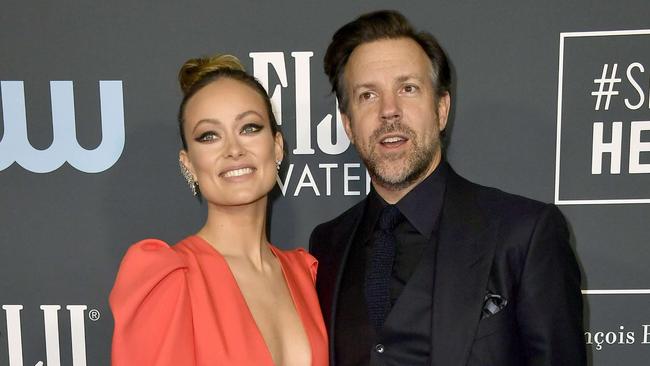 Jason Sudeikis with fiancee Olivia Wilde, with whom he has two children. Picture: Frazer Harrison/Getty Images/AFP