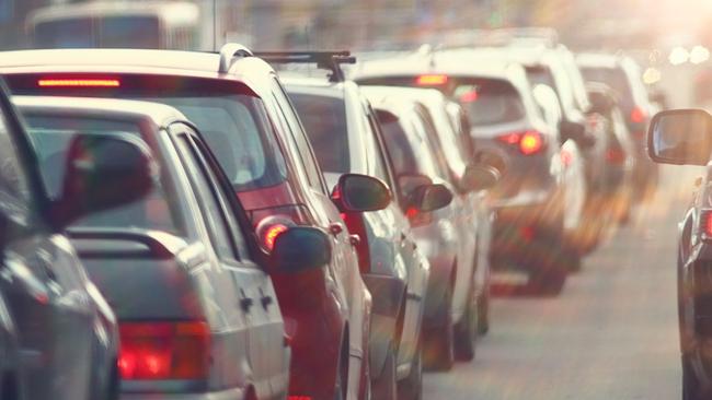 traffic jams in the city, road, rush hour