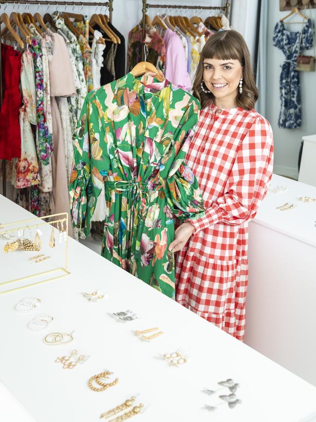 Lady Lou owner Lani Weston in the new Herries St retail store which is also the home of LJ Dress Hire co-owned by Lani and Janae Windsor. Picture: Kevin Farmer