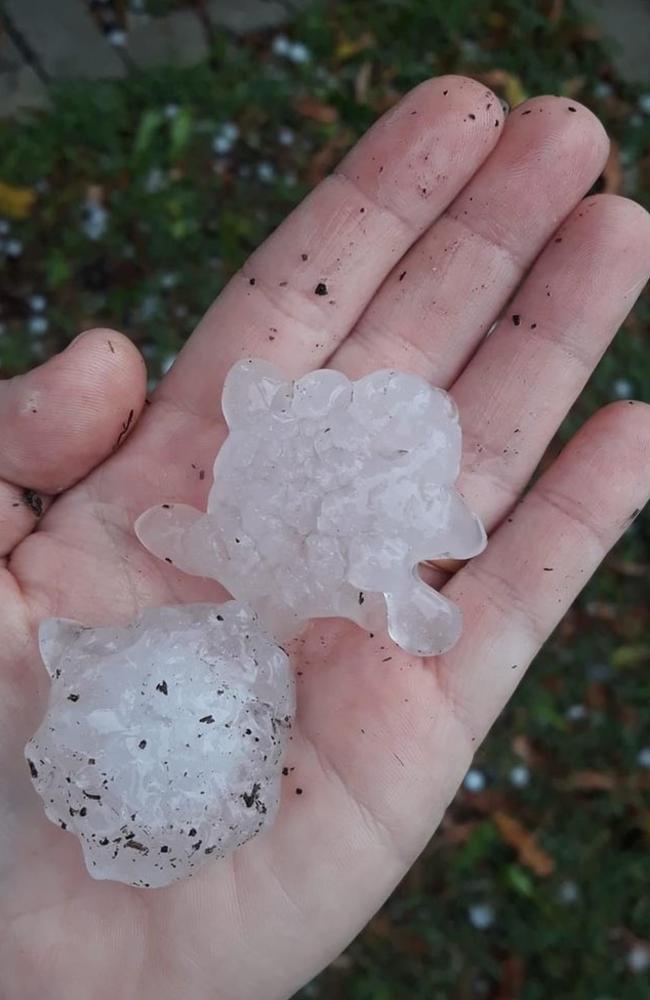 Hail near Cooyar. Picture: ABC Brisbane.