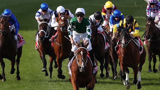 Via Sistina racing away for her record victory in the Cox Plate