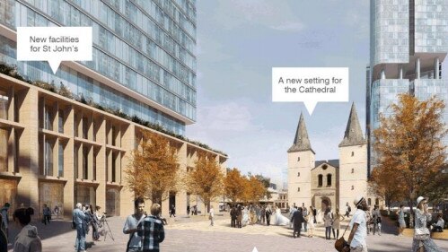 A concept design shows where St John’s could occupy a new space.