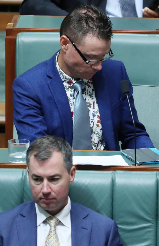 It’s 1989! Liberal MP Andrew Laming wearing the floral-print shirt with a teal tie and cobalt blazer. Picture: Gary Ramage