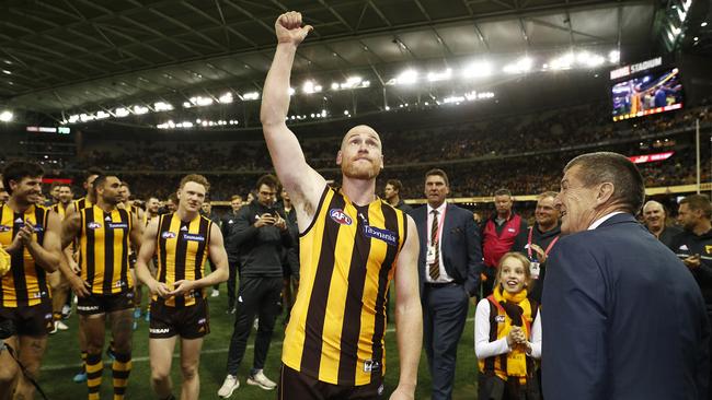 Jarryd Roughead bids farewell in his final game for the Hawks.