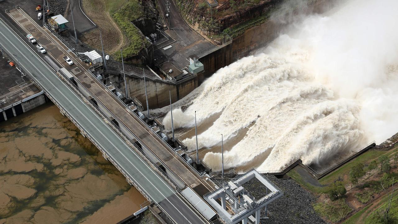 Water is released from Wivenhoe Dam in 2022.