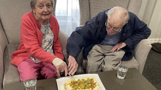 Florence and Graeme Hansen celebrate their 67th anniversary in lockdown.