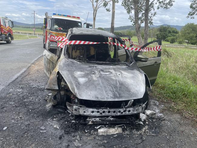 A car caught fire on Shute Harbour Road in Cannon Valley on December 18. Photo: Estelle Sanchez