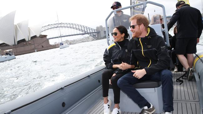 Prince Harry and Meghan during their Australian tour. Picture: Getty images