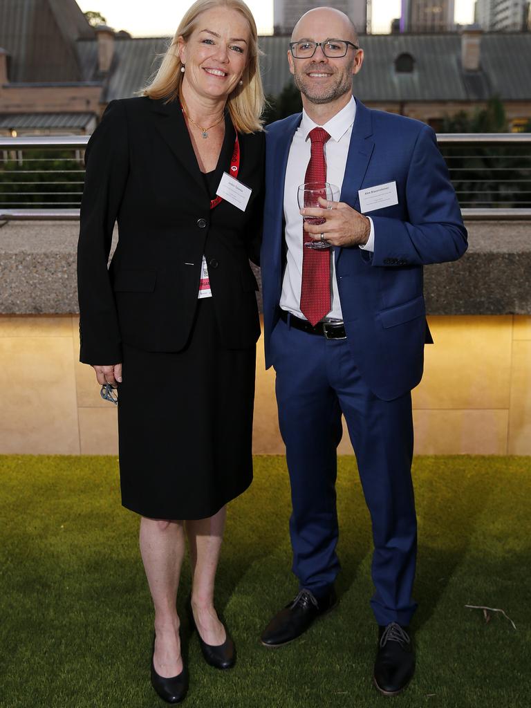 Jackie Taranto and Alex Blauensteiner at the Green Deck, Parliament House for the opening night of Queensland’s premier international tech and innovation event QODE. Picture: AAP Image/Josh Woning