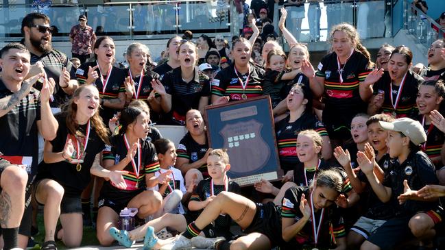 Sawtell created history by winning the inaugural Group 2 women’s tackle rugby league competition. Picture: Leigh Jensen