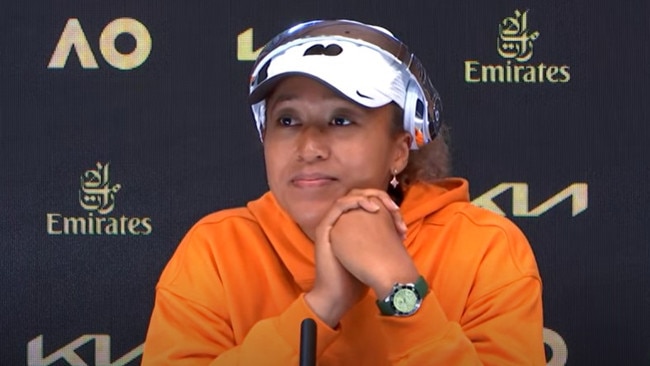 Naomi Osaka speaks to the press on day one of the Australian Open. Picture: Tennis Australia Youtube