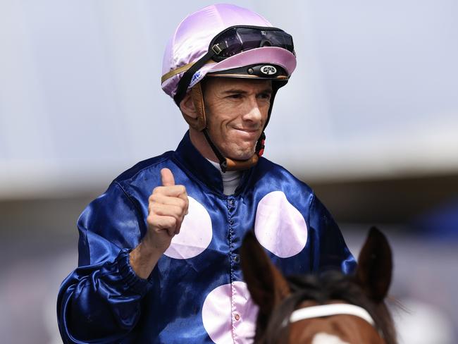 SYDNEY, AUSTRALIA - MARCH 19: Jay Ford on No Compromise returns to scale after winning race 3 the QueenÃ¢â¬â¢s Cup during Sydney Racing Longines Golden Slipper Day, at Rosehill Gardens on March 19, 2022 in Sydney, Australia. (Photo by Mark Evans/Getty Images)