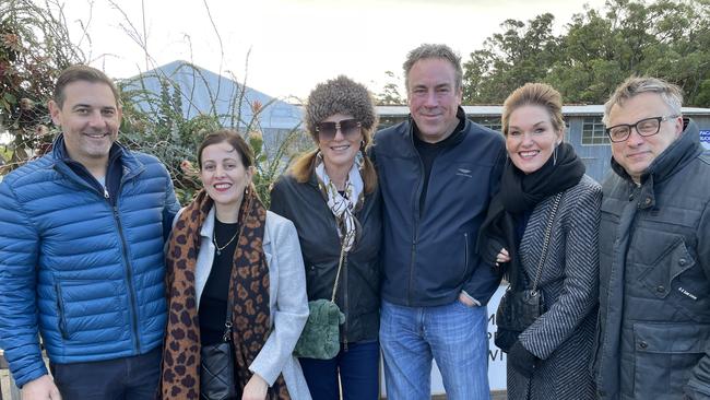 This crew has been attending the Winter Wine Fest for years with some coming from as far away as Perth to catch up with friends at the event. (left to right) Steve Papadopoulos, Perth, Stacey Carlino, Perth, Maxine and Steve McGovern, Melbourne, Anna Leibel, Blairgowrie, Blase Staszowski, Blairgowrie. Picture: Lucy Callander