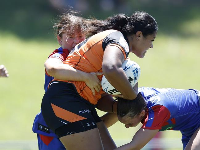 Sofaia Vaki playing for Wests Tigers in the Tarsha Gale Cup. Picture: Michael Gorton