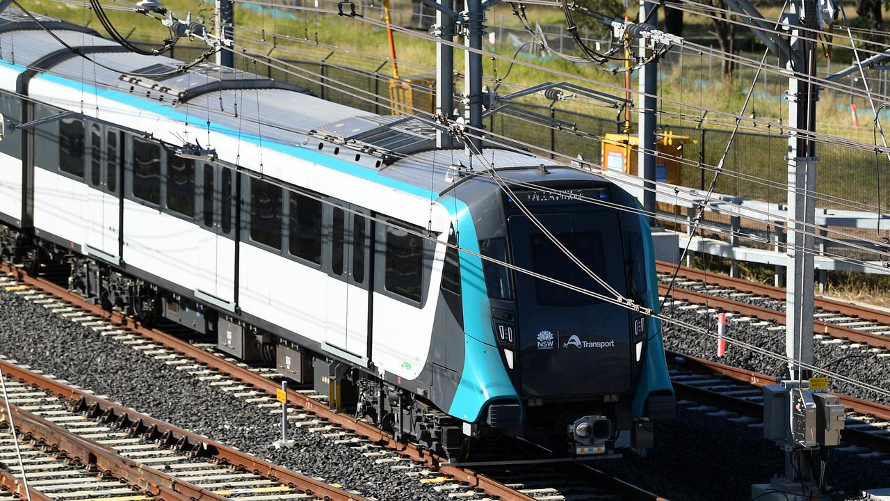 Metro trains, like this already working on the Sydney Metro North West, will run on the $20bn new route to Parramatta. Picture: Joel Carrett/AAP