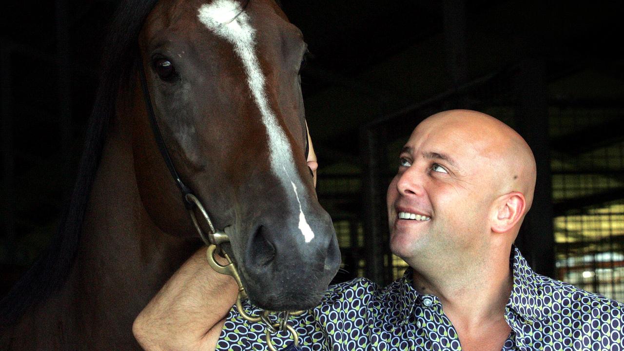 Snitzel, favourite for the 3 million dollar Golden Slipper at Rosehill with owner Damion Flower. Flower’s share in the horse has been frozen Picture: James Croucher