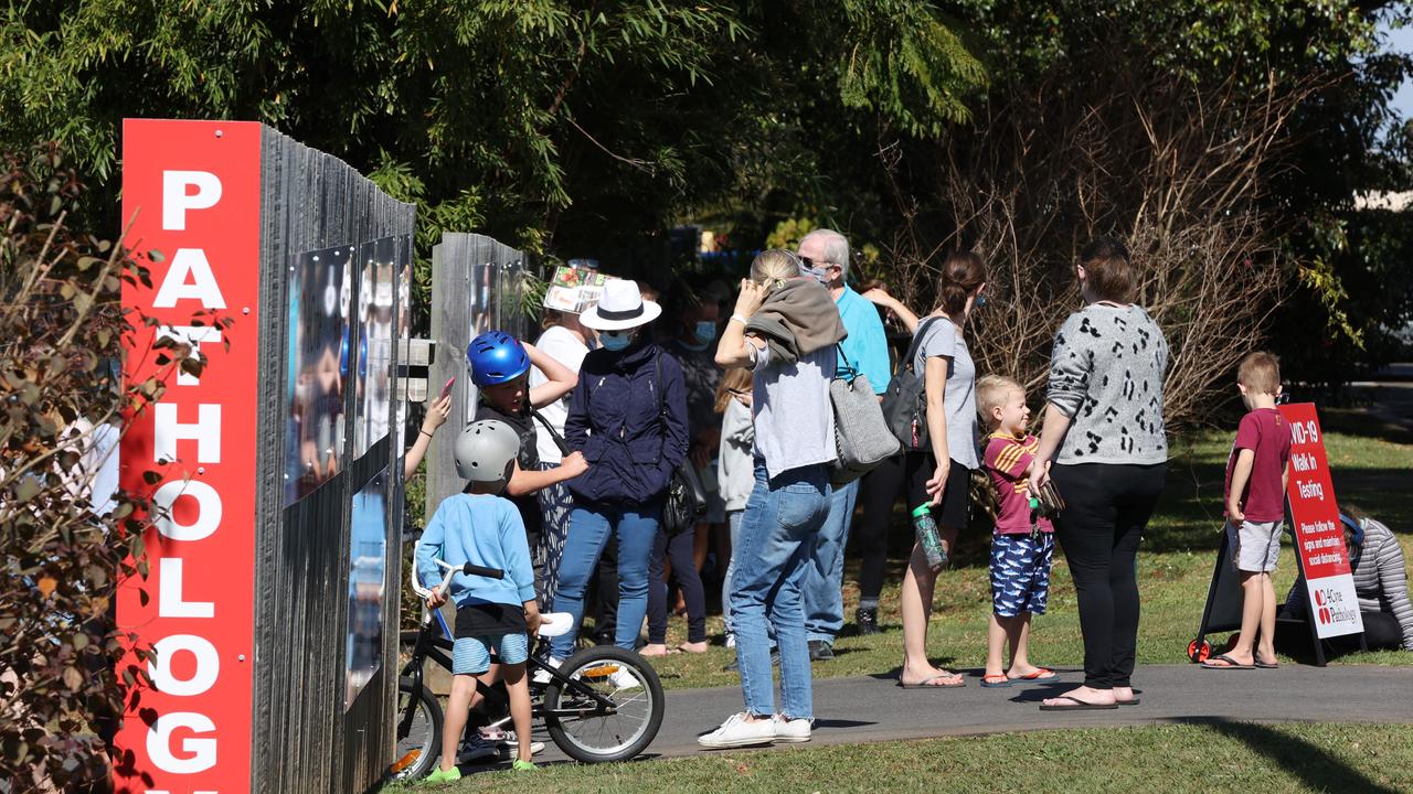 People line up for Covid-19 testing at Buderim.