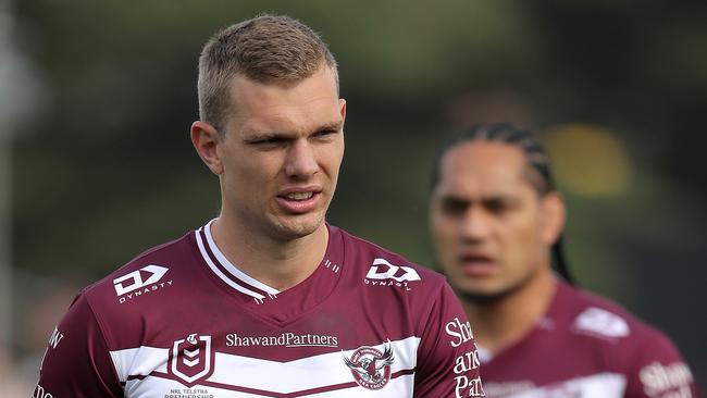 Sea Eagles players have been praised for putting a smile on the face of a struggling 86-yo Manly fan. Picture: Getty Images.