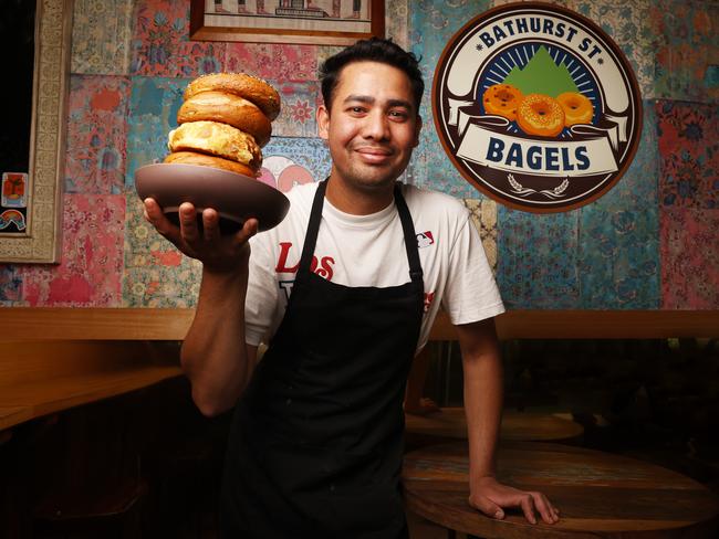 Rahul K C front of house manager and co-owner.  Bathurst St Bagels opening in Hobart in the city.  Picture: Nikki Davis-Jones