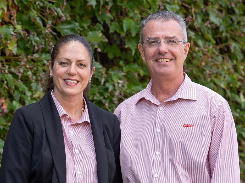 Elders Toowoomba residential sales agents Justine Dill and Chris Shine.