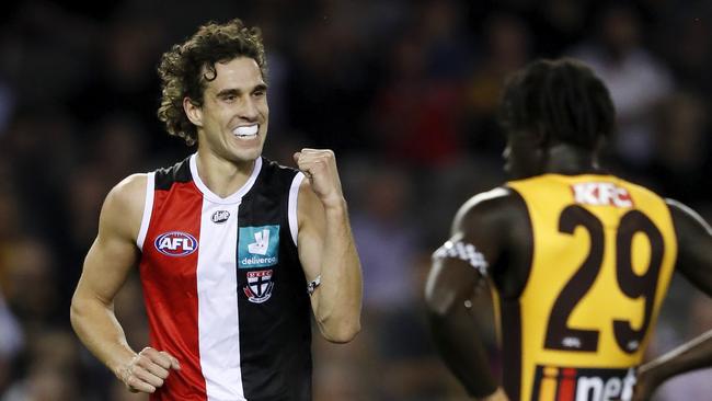 Max King in action for the Saints. Picture: Dylan Burns/AFL Photos via Getty Images