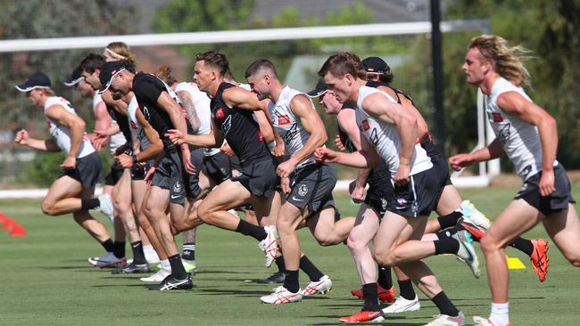 The Pies push through some running. Picture: David Crosling