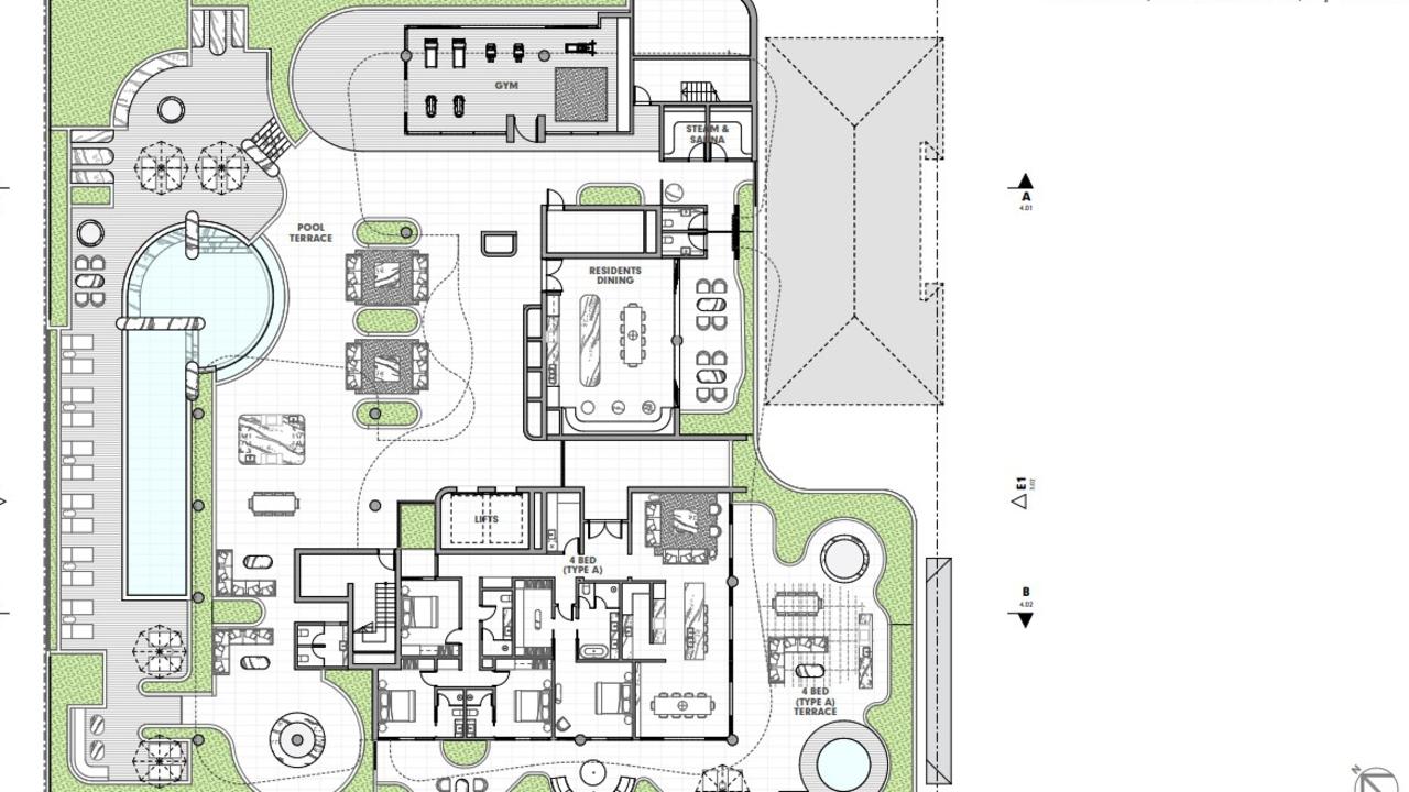 Plans showing level three of the approved plans for an Abbott St tower complex. Picture: Supplied