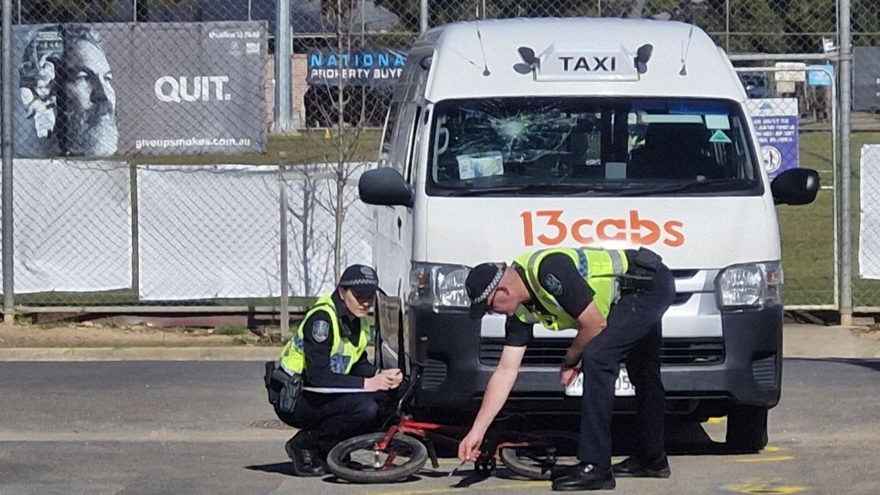 A child has been hit by a car next to Plympton Park Oval. Crash Investigators investigate the scene . Picture: Ben Clark