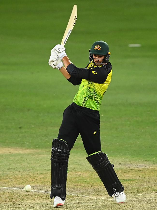 Ashton Agar bats in the loss to England on Saturday. Picture: Getty Images