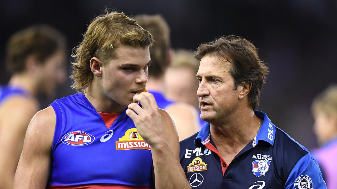 Bailey Smith comes up against his former coach Luke Beveridge for the first time. Picture: Quinn Rooney/Getty Images