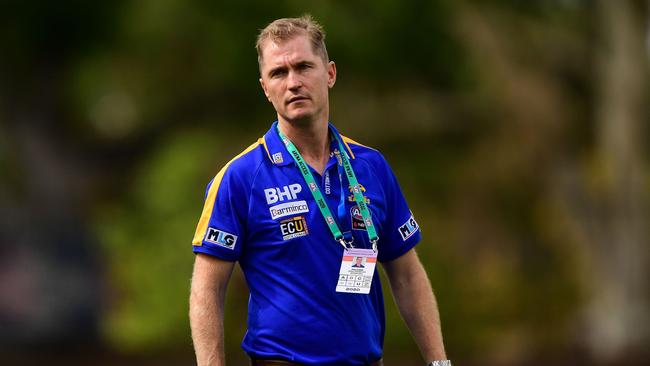Adam Selwood, assistant coach of the Eagles. Photo by Daniel Carson/AFL Photos.