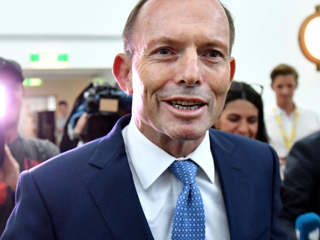 Former prime minister Tony Abbott at a press conference at Parliament House in Canberra, Thursday, March 23, 2017. (AAP Image/Mick Tsikas) NO ARCHIVING
